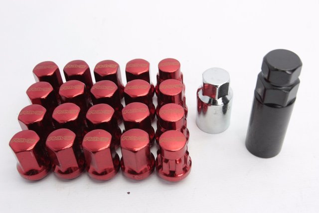 Комплект гаек 20080 Rays N084 конус 12x1,25 32mm красный HEX 17