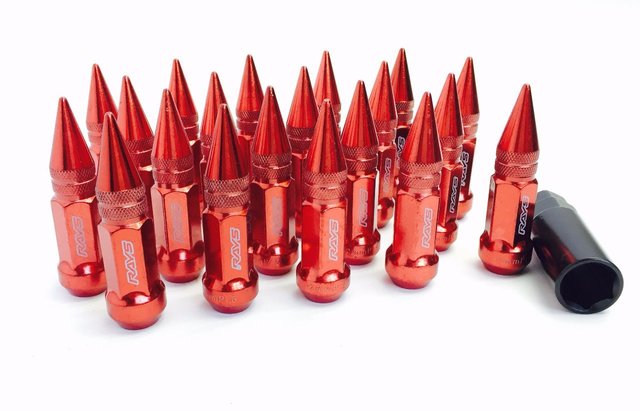 Комплект гаек 20091 Rays пули конус 12x1,5 красный HEX 17