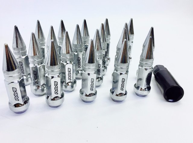 Комплект гаек 20093 Rays пули конус 12x1,5 серебро HEX 17
