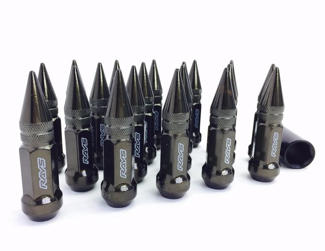 Комплект гаек 20095 Rays пули конус 12x1,25 серебро тёмное HEX 17