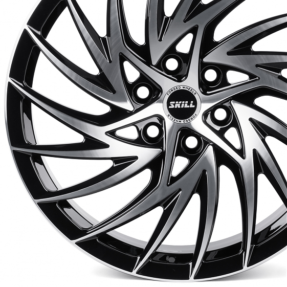 Кованые диски H260125X SKILL SV650-SL251 22 J9 ET40 6x139.7 77.8 чёрный глянцевый + полированные спи: Фото 2