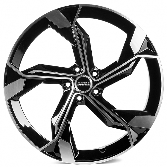 Кованые диски 230606W SKILL SL089 21 J9.5 ET31 5x112 66.5 чёрный + полированные спицы: Фото 1