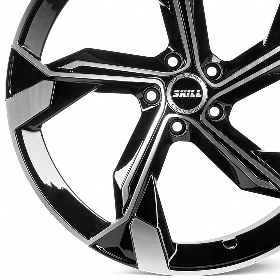Кованые диски 230606W SKILL SL089 21 J9.5 ET31 5x112 66.5 чёрный + полированные спицы: Фото 2