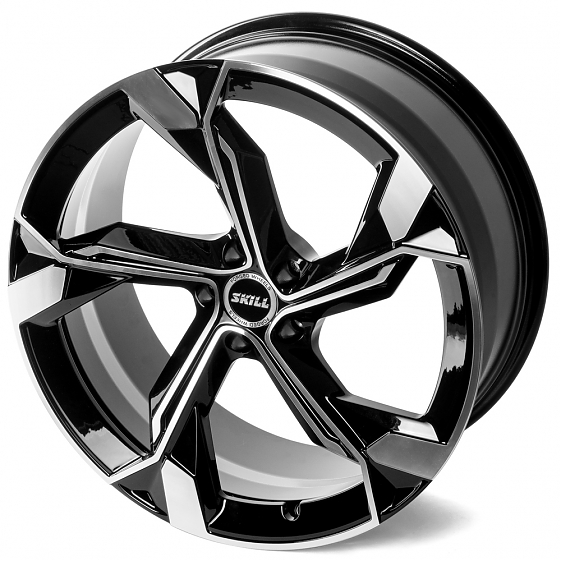 Кованые диски 230606W SKILL SL089 21 J9.5 ET31 5x112 66.5 чёрный + полированные спицы: Фото 3