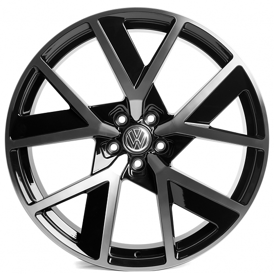 Кованые диски 230612D SL365-DS216 20 J9 ET33 5x112 66.6 чёрный глянцевый + полированные спицы под тё: Фото 1