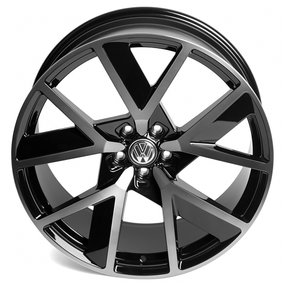 Кованые диски 230612D SL365-DS216 20 J9 ET33 5x112 66.6 чёрный глянцевый + полированные спицы под тё: Фото 3