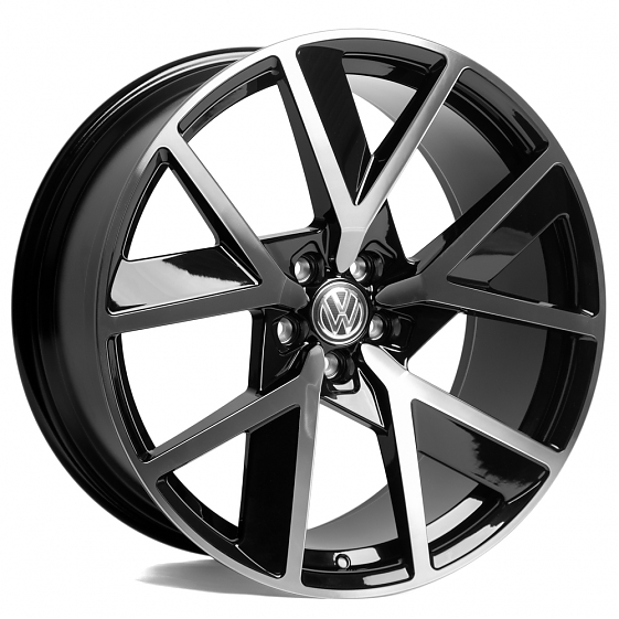 Кованые диски 230612D SL365-DS216 20 J9 ET33 5x112 66.6 чёрный глянцевый + полированные спицы под тё: Фото 4