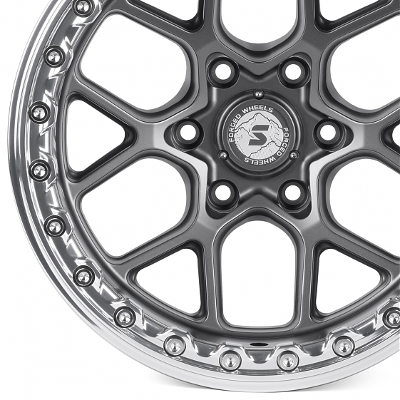Кованые диски H250821X SKILL SB821-SB522 17 J10 ET-25 6x139.7 106.1 графит матовый + зеркальная поли: Фото 2