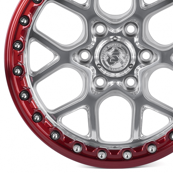 Кованые диски H251001X SKILL SB821-SB519 17 J8.5 ET20 6x135 87.1 зеркальная полировка + красный бедл: Фото 2