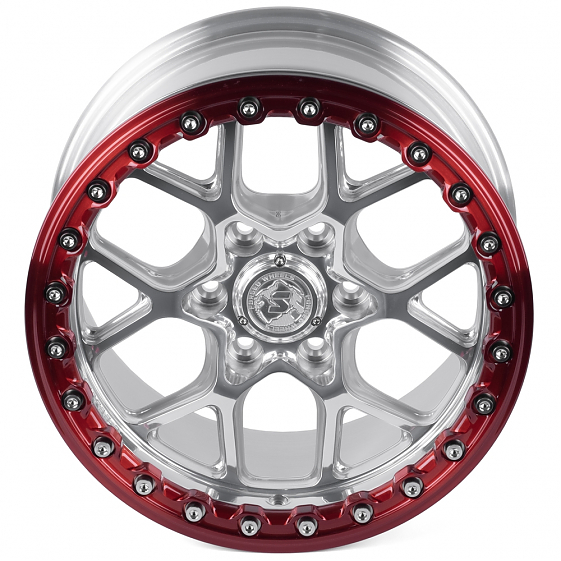 Кованые диски H251001X SKILL SB821-SB519 17 J8.5 ET20 6x135 87.1 зеркальная полировка + красный бедл: Фото 3