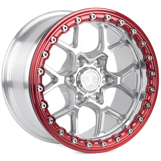 Кованые диски H251001X SKILL SB821-SB519 17 J8.5 ET20 6x135 87.1 зеркальная полировка + красный бедл: Фото 4