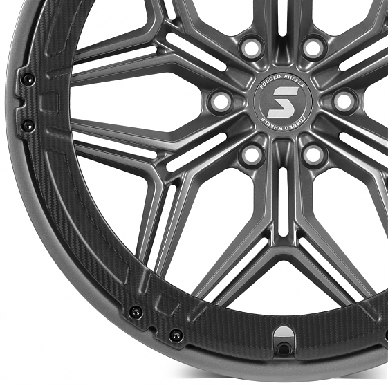 Кованые диски H240607K SKILL SV185-SB595 22 J10 ET-10 6x139.7 77.8 графит матовый + карбон SFC11: Фото 2