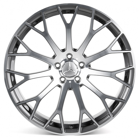 Кованые диски H240602SR SL725-CS429 21 J10 ET41 5x112 66.6 графит глянцевый + полированные спицы: Фото 1