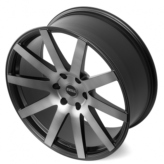 Кованые диски 71590 SKILL SL220 22 J9 ET20 6x139.7 106.1 чёрный + полированные спицы под тёмным лако: Фото 5
