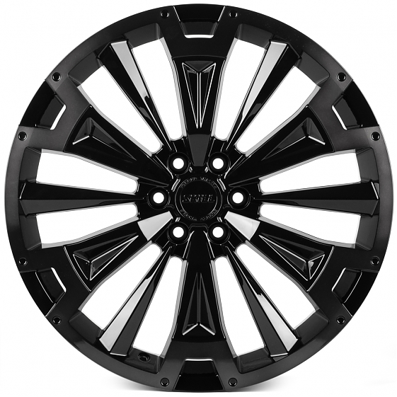 Кованые диски H250522B SKILL SV619-SV449 20 J8 ET46 6x114.3 67.1 чёрный глянцевый + полированные спи: Фото 1