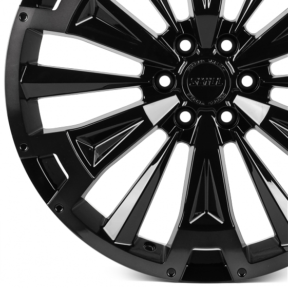 Кованые диски H250522B SKILL SV619-SV449 20 J8 ET46 6x114.3 67.1 чёрный глянцевый + полированные спи: Фото 2