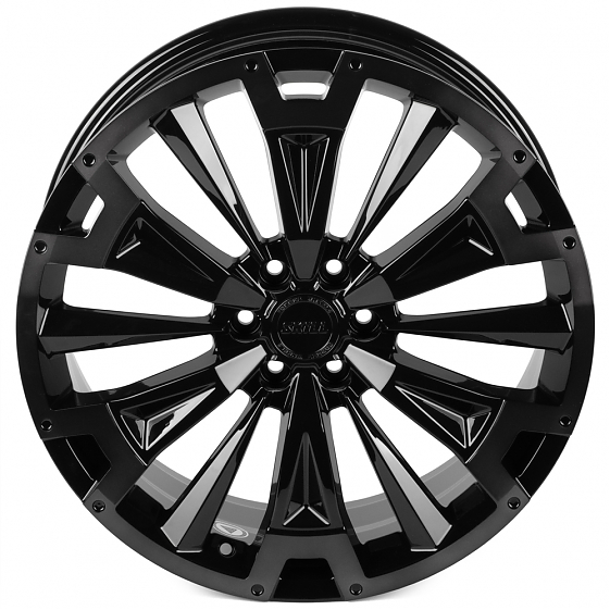 Кованые диски H250522B SKILL SV619-SV449 20 J8 ET46 6x114.3 67.1 чёрный глянцевый + полированные спи: Фото 3