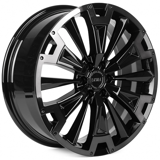 Кованые диски H250522B SKILL SV619-SV449 20 J8 ET46 6x114.3 67.1 чёрный глянцевый + полированные спи: Фото 4
