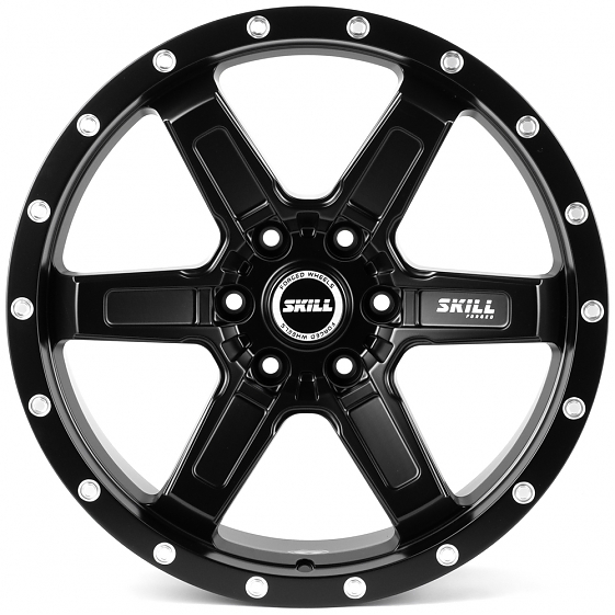 Кованые диски H260527G SKILL SB021-SV451 20 J9 ET19 6x139.7 77.8 чёрный матовый + полированные болты: Фото 1
