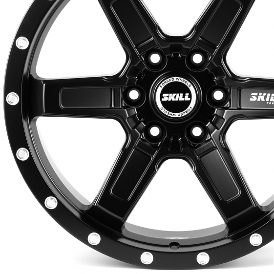 Кованые диски H260527G SKILL SB021-SV451 20 J9 ET19 6x139.7 77.8 чёрный матовый + полированные болты: Фото 2