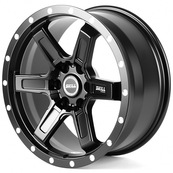 Кованые диски H260527G SKILL SB021-SV451 20 J9 ET19 6x139.7 77.8 чёрный матовый + полированные болты: Фото 5