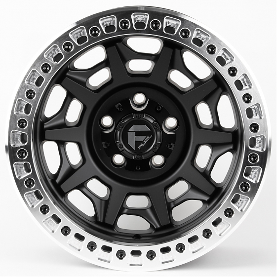 Литые диски 81317 FUEL 2628-SF058 17 J9 ET-10 5x150 110.1 чёрный матовый + полированный бедлок: Фото 1