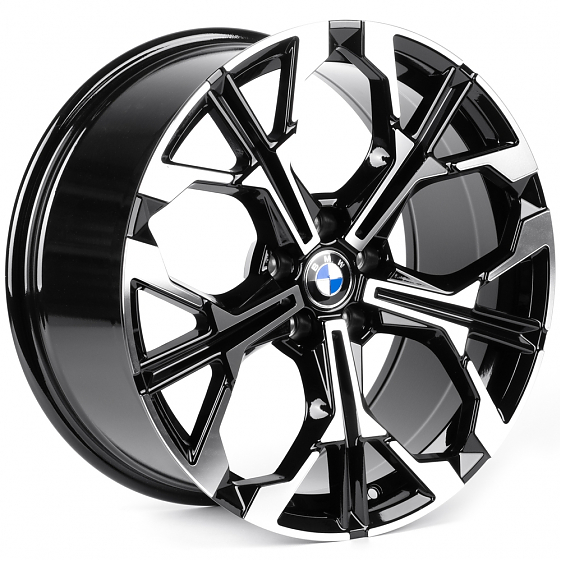 Литые диски 82536 BMW F9735 19 J9 ET35 5x112 66.6 чёрный глянцевый + полированные спицы: Фото 4
