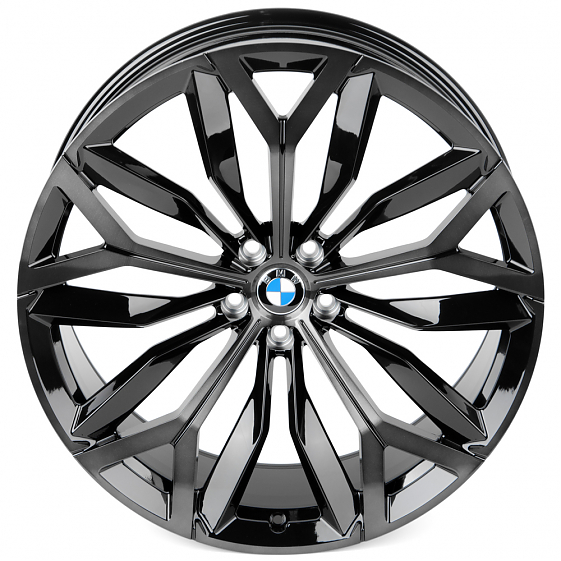 Кованые диски H231031NR SL879-CT392 21 J10.5 ET43 5x112 66.6 чёрный глянцевый + полированные спицы п: Фото 3