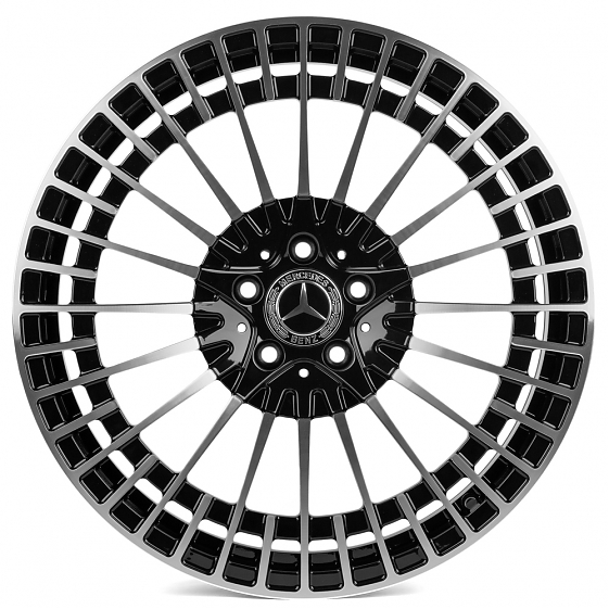 Кованые диски 71721 SL100-220612M 22 J11.5 ET47 5x112 66.6 чёрный + полированные спицы: Фото 1