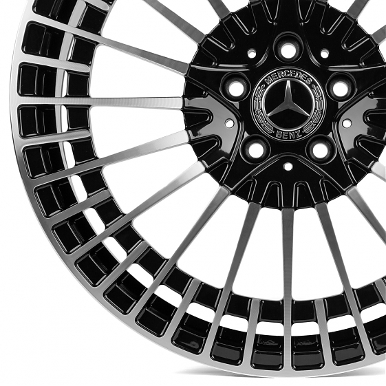 Кованые диски 71721 SL100-220612M 22 J11.5 ET47 5x112 66.6 чёрный + полированные спицы: Фото 3