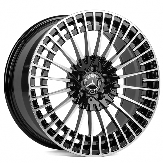 Кованые диски 71721 SL100-220612M 22 J11.5 ET47 5x112 66.6 чёрный + полированные спицы: Фото 5