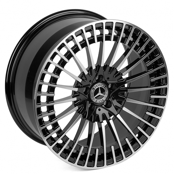 Кованые диски 71721 SL100-220612M 22 J11.5 ET47 5x112 66.6 чёрный + полированные спицы: Фото 6