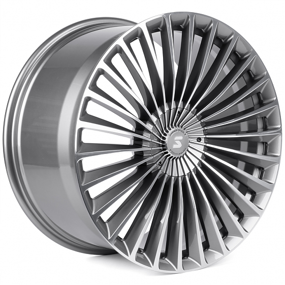 Кованые диски H260128GF SKILL SV017-CL238 21 J10 ET49 5x112 66.6 графит глянцевый + полированные спи: Фото 4