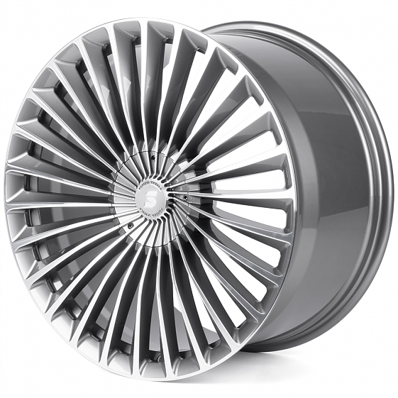 Кованые диски H260128GF SKILL SV017-CL238 21 J10 ET49 5x112 66.6 графит глянцевый + полированные спи: Фото 5