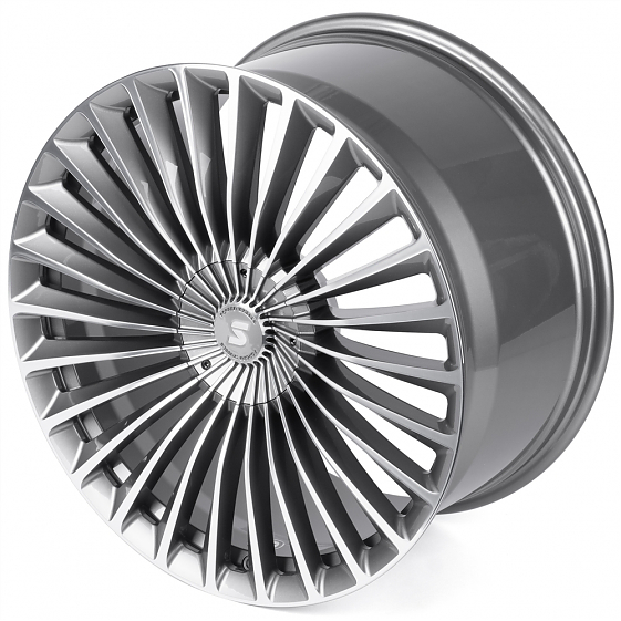Кованые диски H260128GF SKILL SV017-CL238 21 J10 ET49 5x112 66.6 графит глянцевый + полированные спи: Фото 6