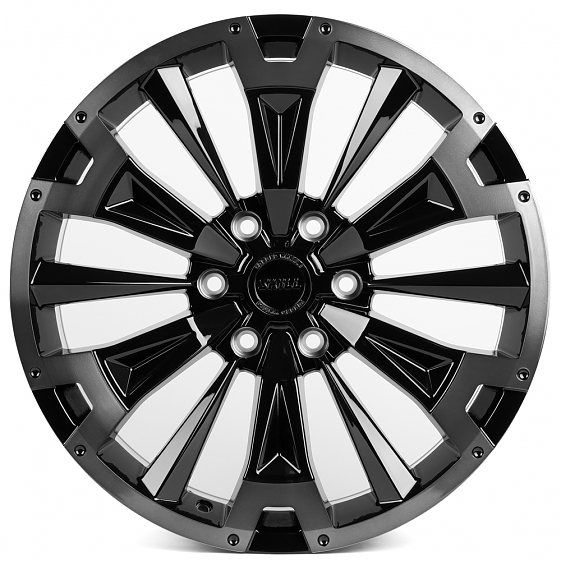 Кованые диски H241229A SKILL SV619-CS412 20 J9 ET50 6x139.7 95.1 чёрный глянцевый + полированные спи: Фото 1