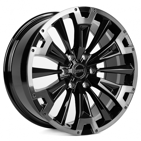 Кованые диски H241229A SKILL SV619-CS412 20 J9 ET50 6x139.7 95.1 чёрный глянцевый + полированные спи: Фото 4