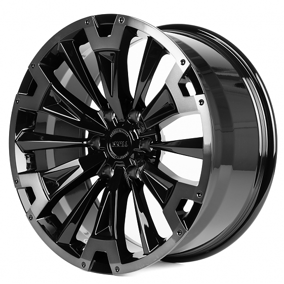 Кованые диски H241229A SKILL SV619-CS412 20 J9 ET50 6x139.7 95.1 чёрный глянцевый + полированные спи: Фото 6