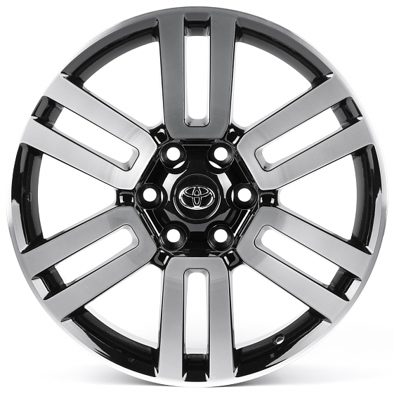 Литые диски 82577 Toyota H3220F 20 J8 ET30 6x139.7 106.1 чёрный + полированные спицы: Фото 1