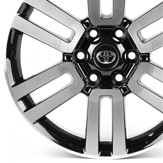 Литые диски 82577 Toyota H3220F 20 J8 ET30 6x139.7 106.1 чёрный + полированные спицы: Фото 2