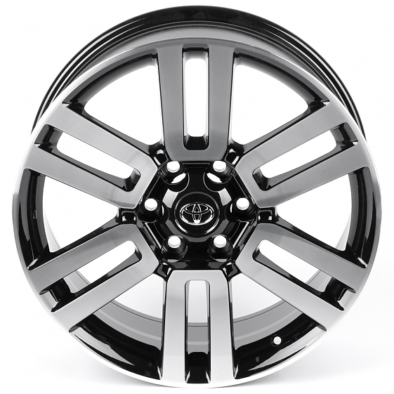 Литые диски 82577 Toyota H3220F 20 J8 ET30 6x139.7 106.1 чёрный + полированные спицы: Фото 3