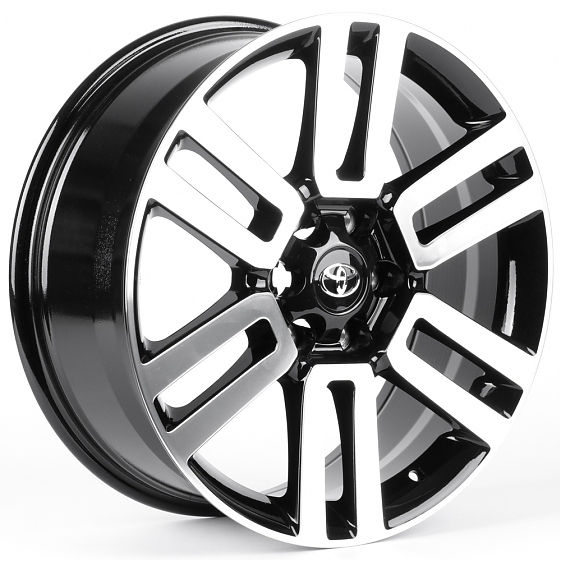 Литые диски 82577 Toyota H3220F 20 J8 ET30 6x139.7 106.1 чёрный + полированные спицы: Фото 4