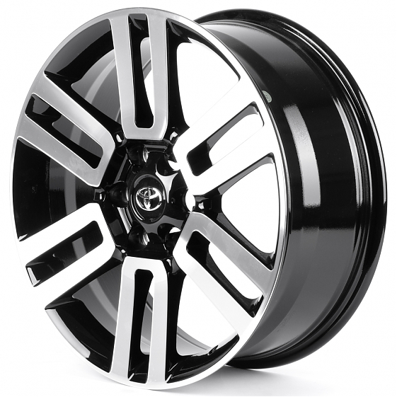 Литые диски 82577 Toyota H3220F 20 J8 ET30 6x139.7 106.1 чёрный + полированные спицы: Фото 5