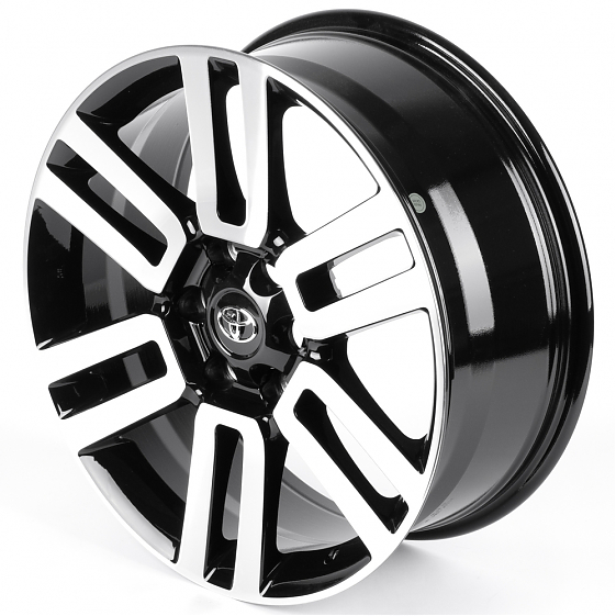 Литые диски 82577 Toyota H3220F 20 J8 ET30 6x139.7 106.1 чёрный + полированные спицы: Фото 6