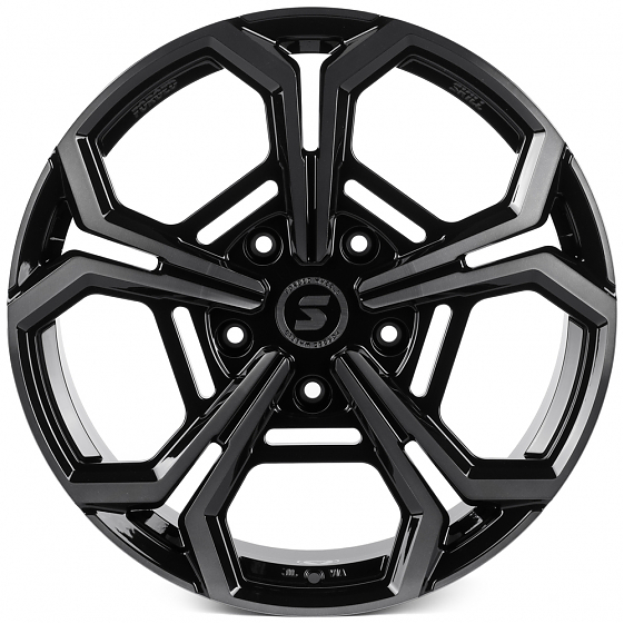 Кованые диски H250924Y SKILL SV111-SL221 20 J9 ET45 5x150 110.1 чёрный глянцевый + полированные спиц: Фото 1