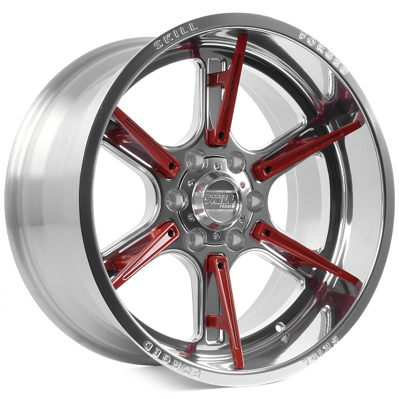 Кованые диски 250613B SKILL SD102-SV453 20 J10 ET-18 6x139.7 77.8 зеркальная полировка + красные спи: Фото 6