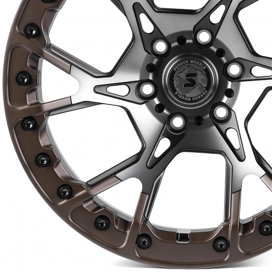 Кованые диски H241205N SKILL SV307-SV453 20 J10 ET-10 6x139.7 78.1 бронза матовая + полировка + мато: Фото 2