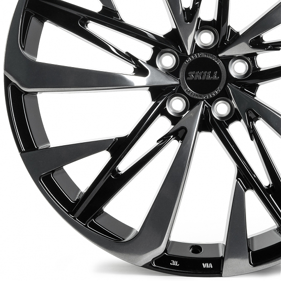 Кованые диски H240309D SKILL SL221-FG466 20 J9 ET40 5x108 63.4 чёрный глянцевый + полированные спицы: Фото 4