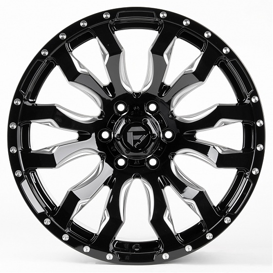 Литые диски 80983 FUEL FG466-23202-2 20 J9 ET20 6x139.7 110.1 чёрный глянцевый + полированные спицы: Фото 1