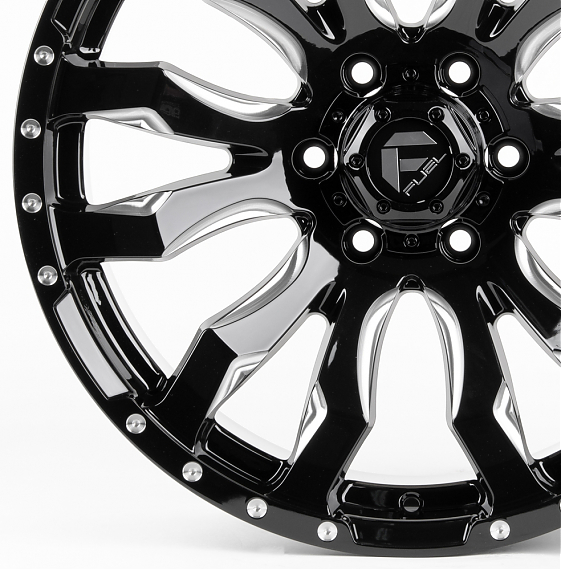 Литые диски 80983 FUEL FG466-23202-2 20 J9 ET20 6x139.7 110.1 чёрный глянцевый + полированные спицы: Фото 2